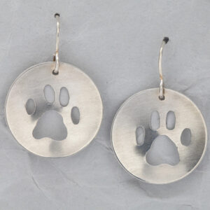 Sterling Silver Dog Paw Concave Earrings