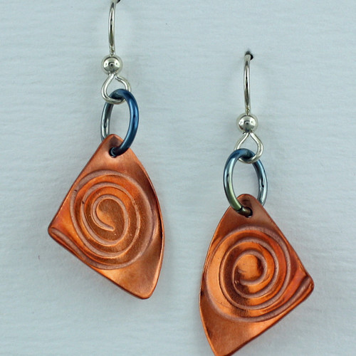 Handcrafted Copper Spiral Earrings