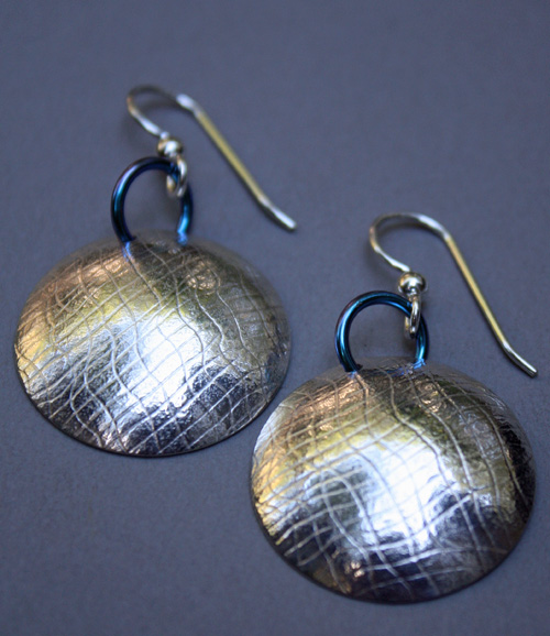 Sterling Silver and Niobium Domed Earrings
