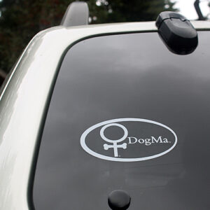 DogMa Weatherproof Vinyl Sticker on Car Window