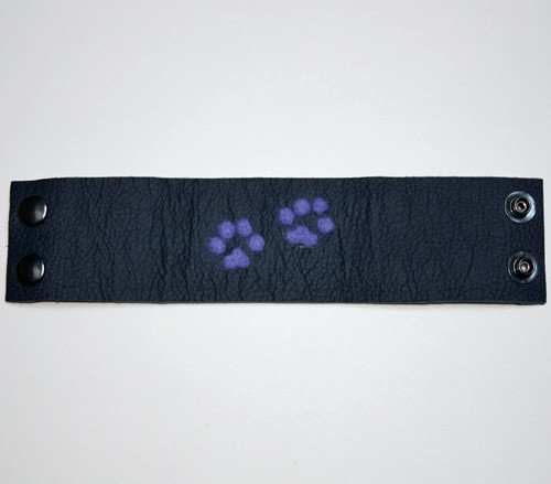 Handcrafted, Felted, Dog Paw Leather Bracelet