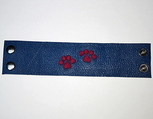 Handcrafted,Felted, Dog Paw Leather Bracelet