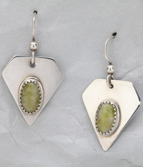 Handcrafted Sterling Silver Earrings with Antique Verde
