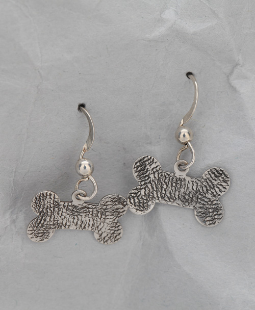 Handcrafted Textured Sterling Silver Dog Bone Earrings