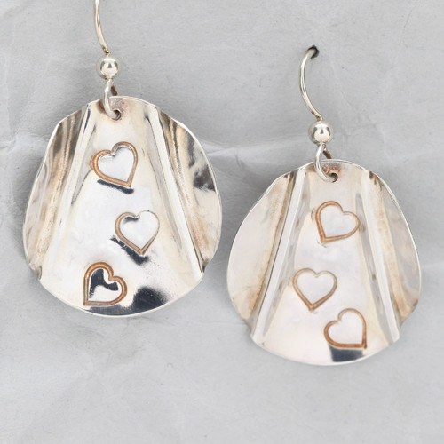 Handmade Sterling Silver Triple Heart Earrings