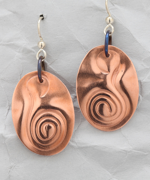 Handcrafted Copper Simply Spiral Earrings