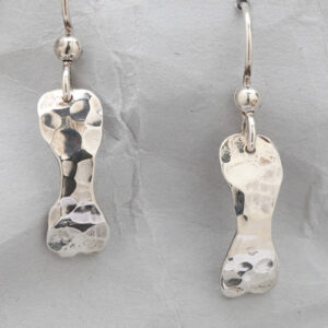 Handmade Sterling Silver, Textured, Dog Bone Earrings