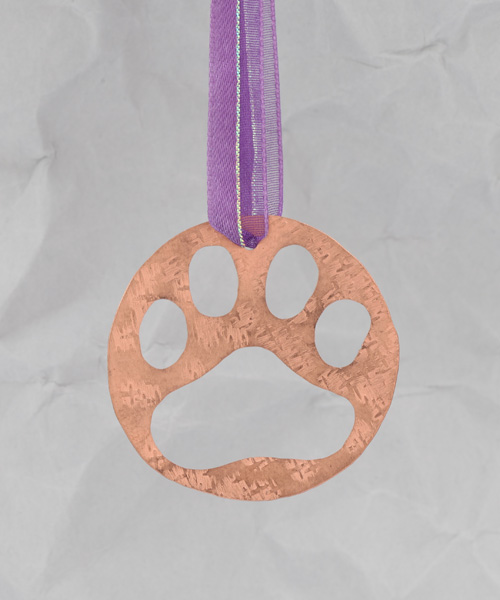 Handcrafted Copper Dog Paw Ornament