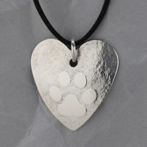 Handcrafted Fine Silver Dog Paw Heart Pendant