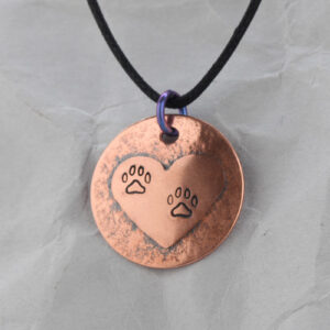 Handcrafted Copper Dog Paw Heart Pendant