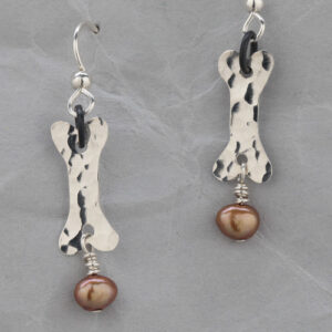 Handcrafted Sterling Silver, Hammered, Dog Bone Earrings