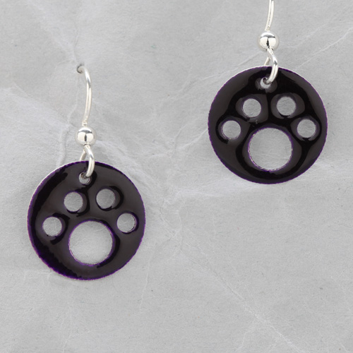Handmade Dog Paw Earrings from Argentium Sterling Silver