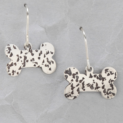 Handmade Sterling Silver Dog Bone Earrings #1