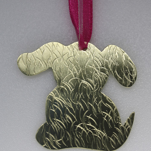 Handmade, Textured, Solid Brass Dog Ornament